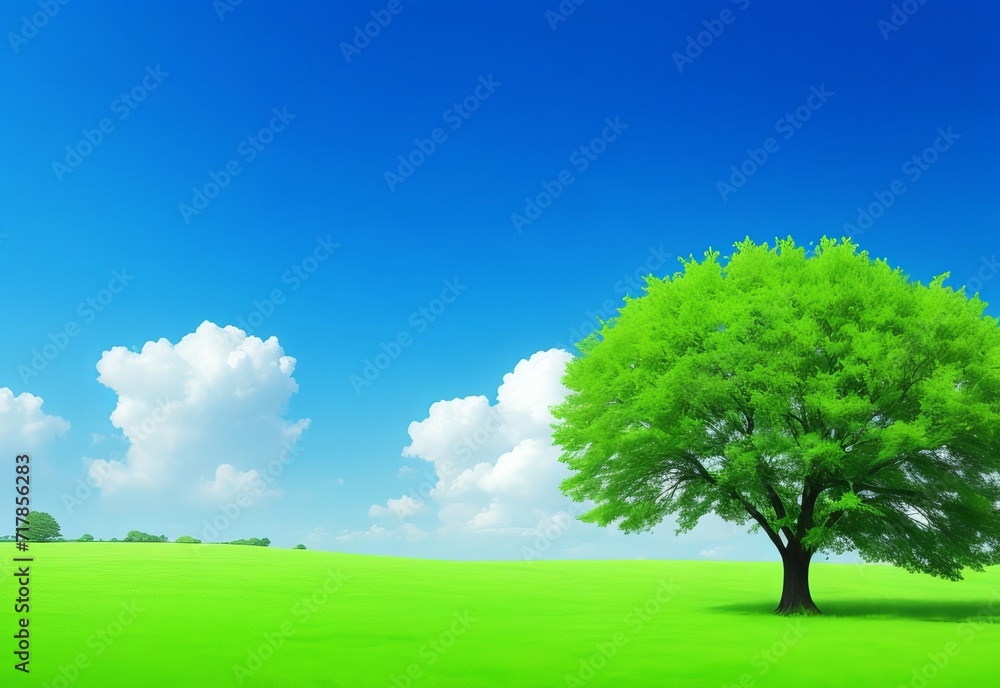 Background green horizon with tree Background green horizon with tree