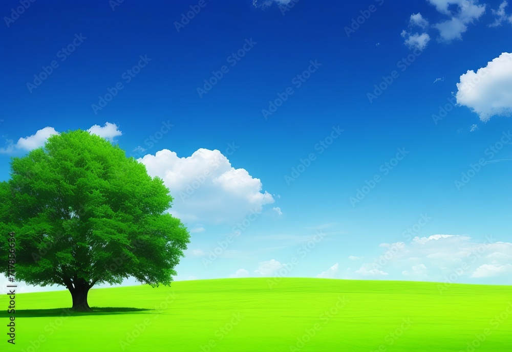 Background green horizon with tree Background green horizon with tree