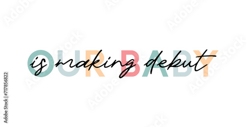 Сard template with a multi-colored inscription. Vector illustration for gender reveal party	