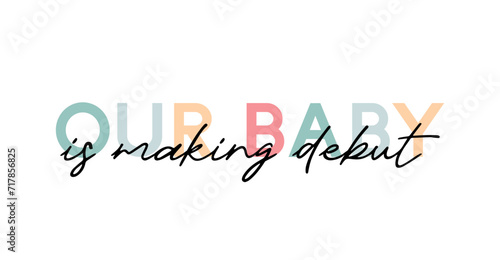 Сard template with a multi-colored inscription. Vector illustration for gender reveal party	