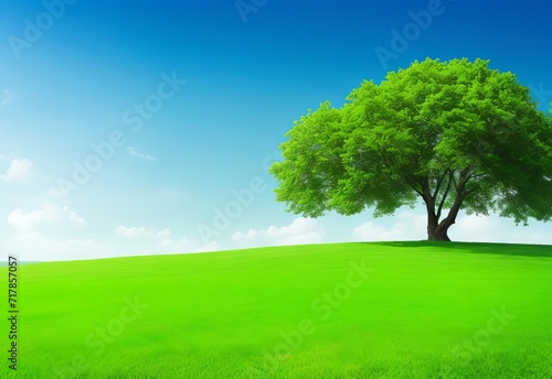 Background green horizon with tree