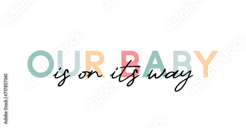 Сard template with a multi-colored inscription. Vector illustration for gender reveal party	