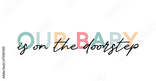 Сard template with a multi-colored inscription. Vector illustration for gender reveal party	