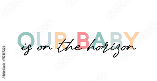 Сard template with a multi-colored inscription. Vector illustration for gender reveal party	