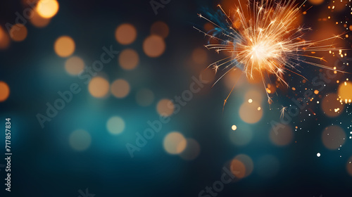 Beautiful creative holiday background. Fireworks and sparkles © cai