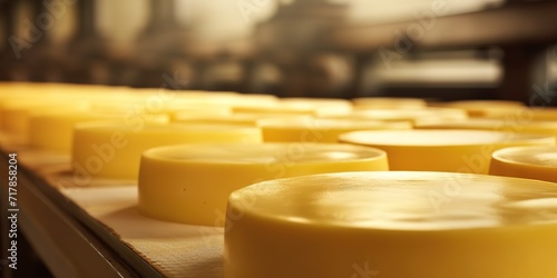 a pile of yellow cheese slices in the shape of a box on the table photo