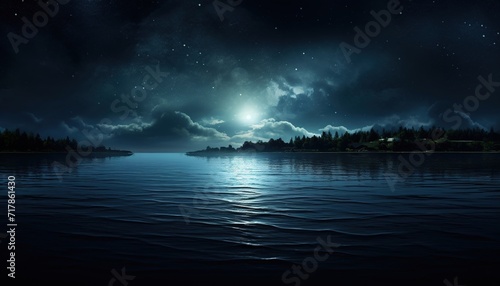 Night sky over water.. Panorama, clouds, starry night © Flying Fred