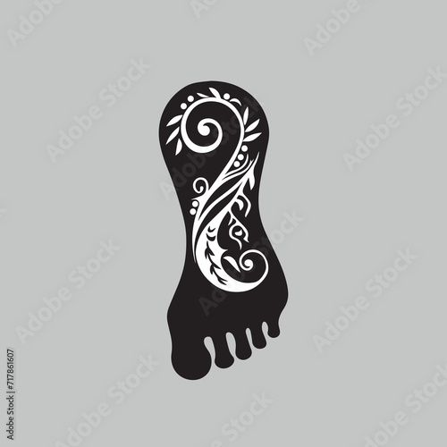 Logo for foot massage. Thai-Chinese black-white tattoo style logotype. Vector flat design