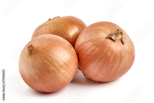 Fresh onion bulbs  isolated on white background. High resolution image.