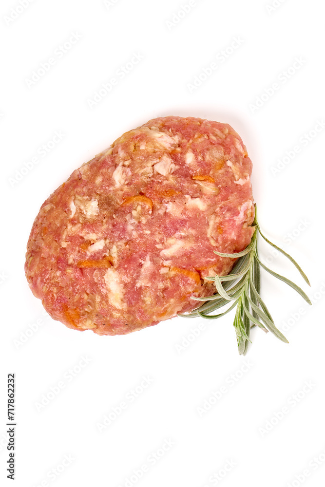 Minced meat meatballs, isolated on white background.