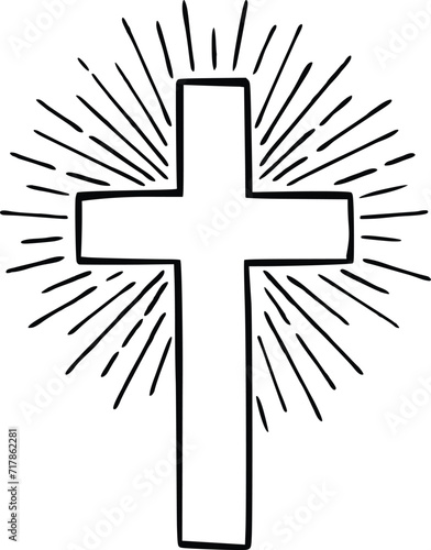 Cross black sign hipster sun starburst, isolated. ZIP file contains EPS, JPEG and PNG formats. 