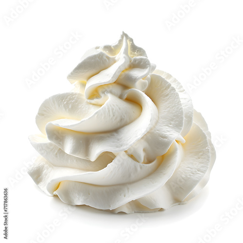 Whipped white cream isolated on white background