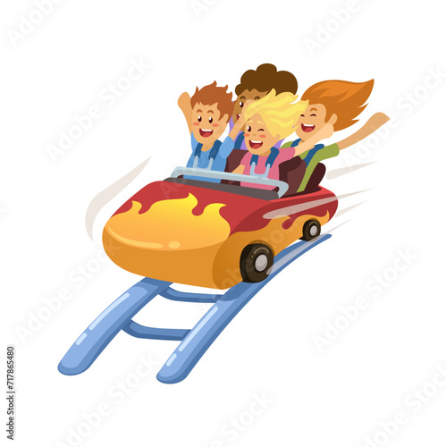 Roller Coaster Ride Cartoon Illustration Vector