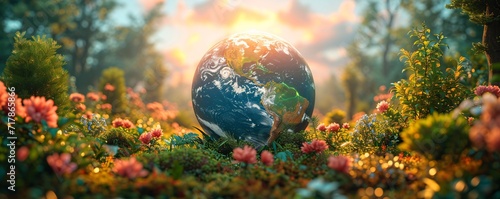 Eco-Friendly Earth Day Celebration Generative AI photo
