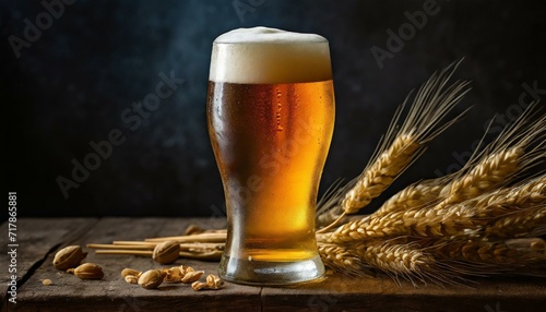 glass of beer on black background