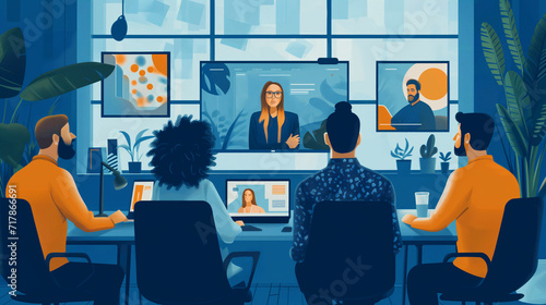 Business team discussing ideas for startup. Leader speaking at board with notes and lightbulb flat vector illustration. Corporate meeting concept for banner, website design or landing web page  Meet