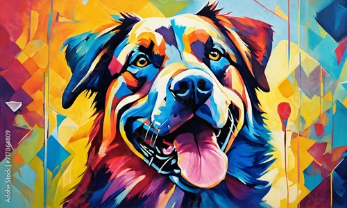 Illustration of a vibrant dog