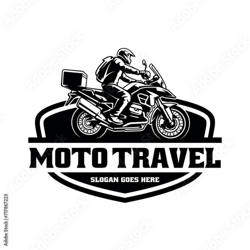 Adventure Motorcycle Traveling Logo Vector