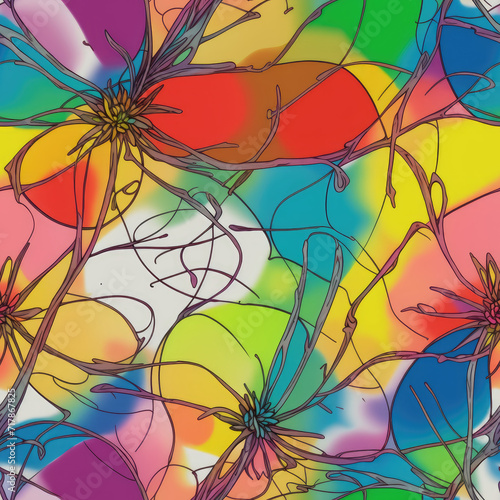 Flowers. Abstract seamless pattern. AI generated.  © homeworlds