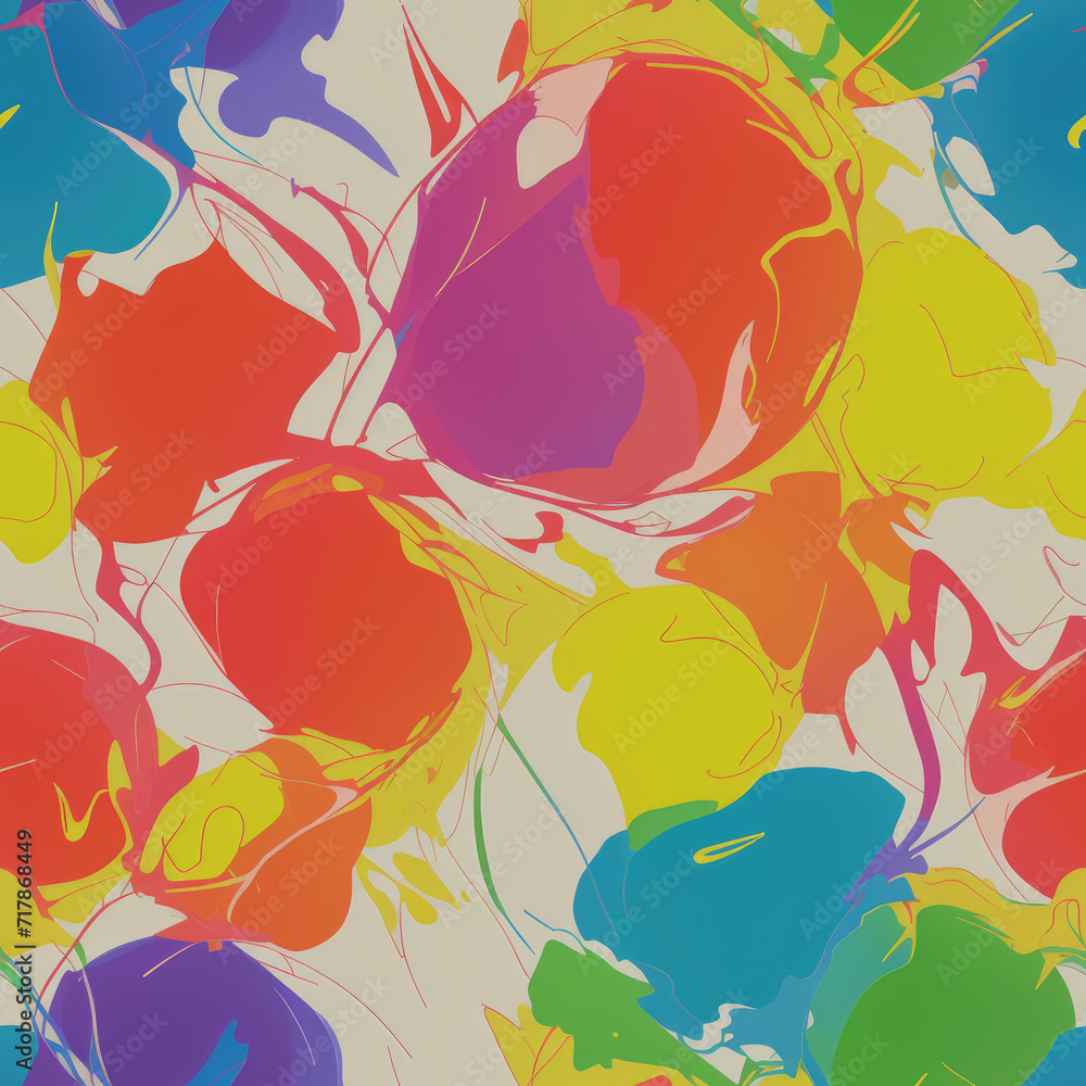 Flowers. Abstract seamless pattern. AI generated.	