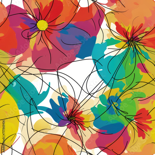 Flowers. Abstract seamless pattern. AI generated. © homeworlds