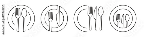 "Modern Dining: Line Art Cutlery Icons - Elegant Tableware Vector Illustration for Menus and Designs."