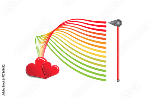 3d love level measurement vector illustration set with indicator, red hearts. Romantic love scale to use for valentines day, romance design, wedding card design projects.
