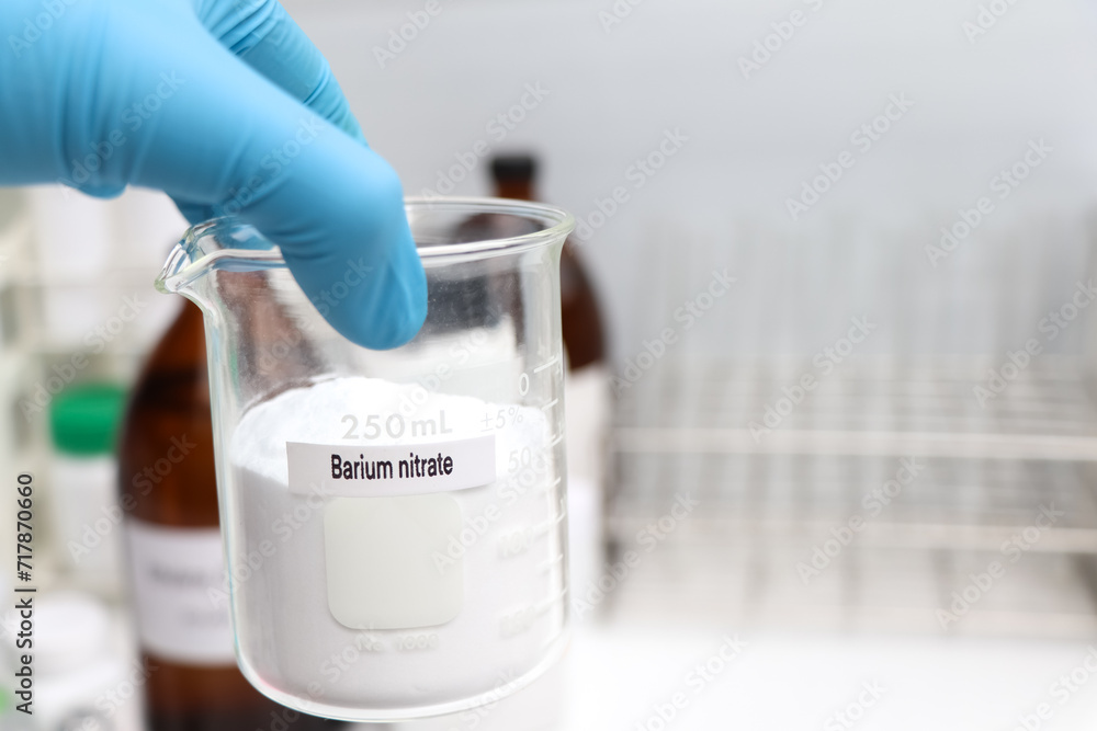 Barium nitrate in chemical container , chemical in the laboratory and industry Barium nitrate in chemical container , chemical in the laboratory and industry