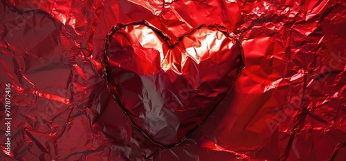 Valentine's Day A cluster of glossy heart-shaped balloons in rich crimson tones clustered in the corner of a monochromatic red background, capturing the essence of romance and the spirit of Valentine'