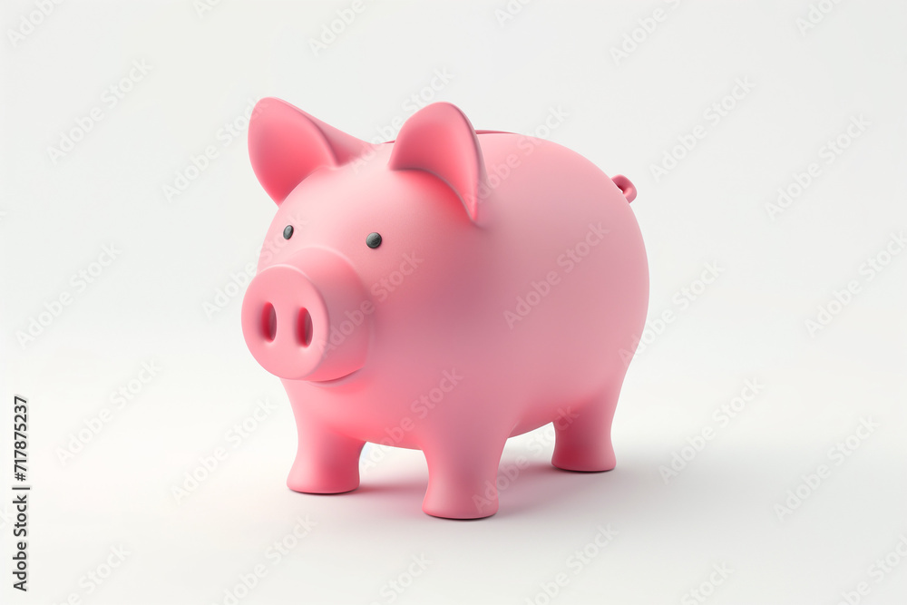 豚の貯金箱、3D CG、白背景