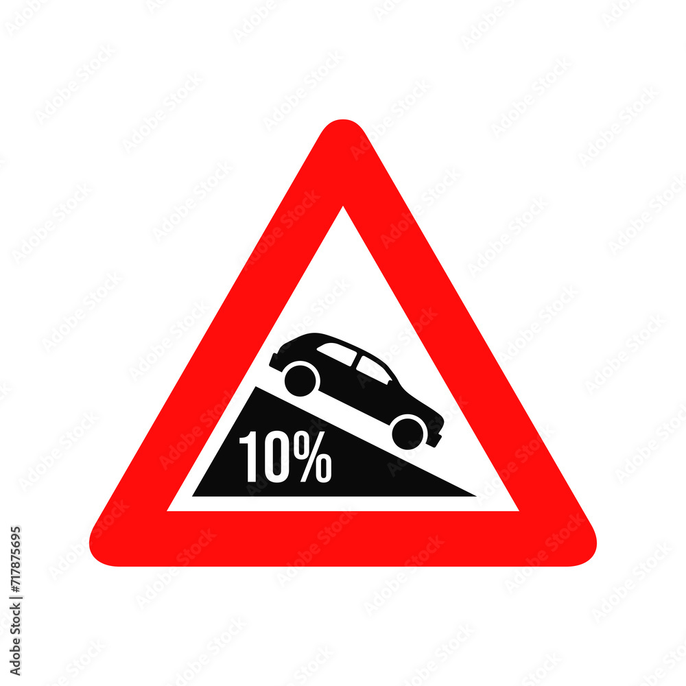 Steep descent road sign graphic design Steep descent road sign graphic design