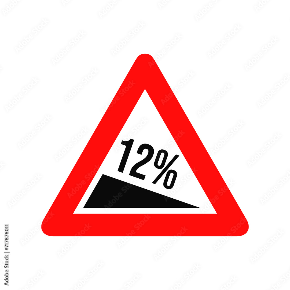 Steep descent road sign graphic design Steep descent road sign graphic design