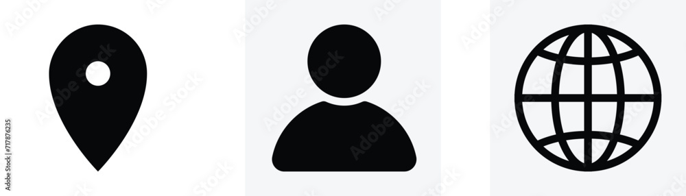 Person icon symbol, internet, location icon Person icon symbol, internet, location icon