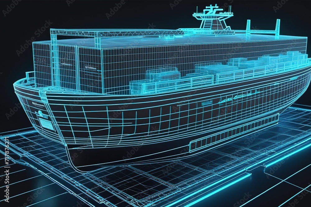 3d lowpolygon cargo ship rendering illustration on mobile transportation online futuristic element for premium product.AI generated 3d lowpolygon cargo ship rendering illustration on mobile transportation online futuristic element for premium product.AI generated