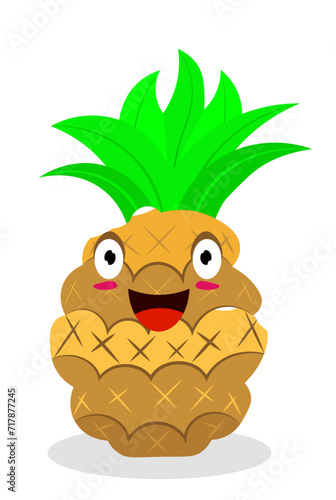 Fototapeta Naklejka Na Ścianę i Meble -  Vector Happy yellow pineapple smiling