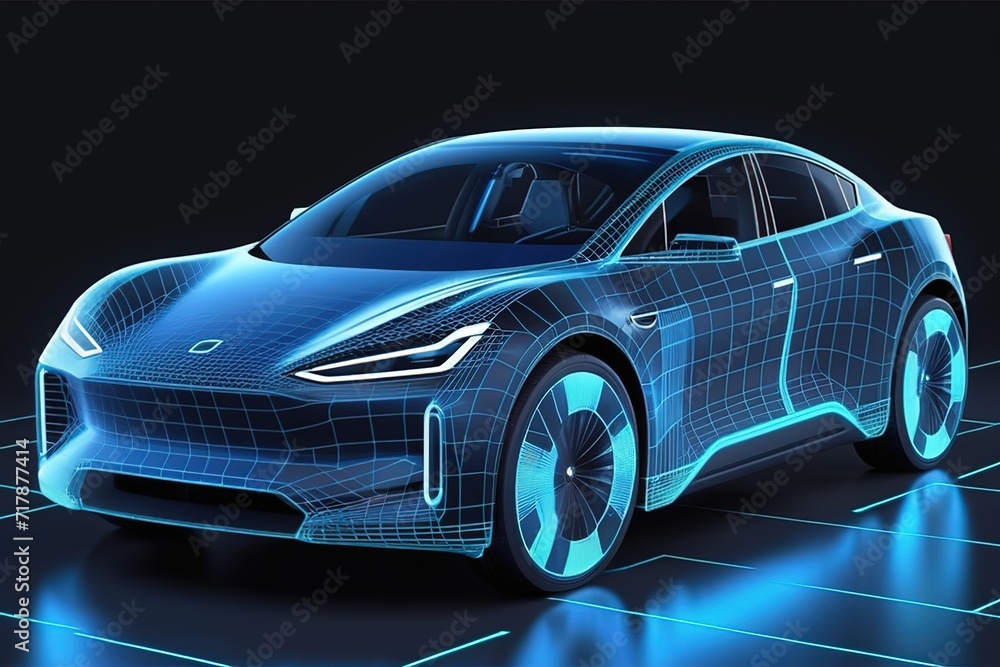 3d lowpolygon electric car rendering illustration on mobile transportation online futuristic element for premium product.AI generated 3d lowpolygon electric car rendering illustration on mobile transportation online futuristic element for premium product.AI generated
