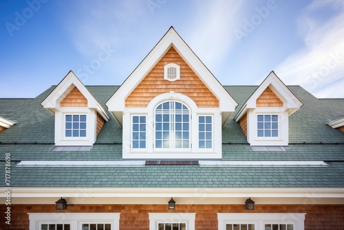 dormer windows on a shingle style gambrel roof residence
