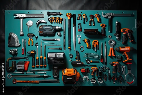 many tools in a row across a table