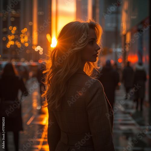 Woman portrait in busy city