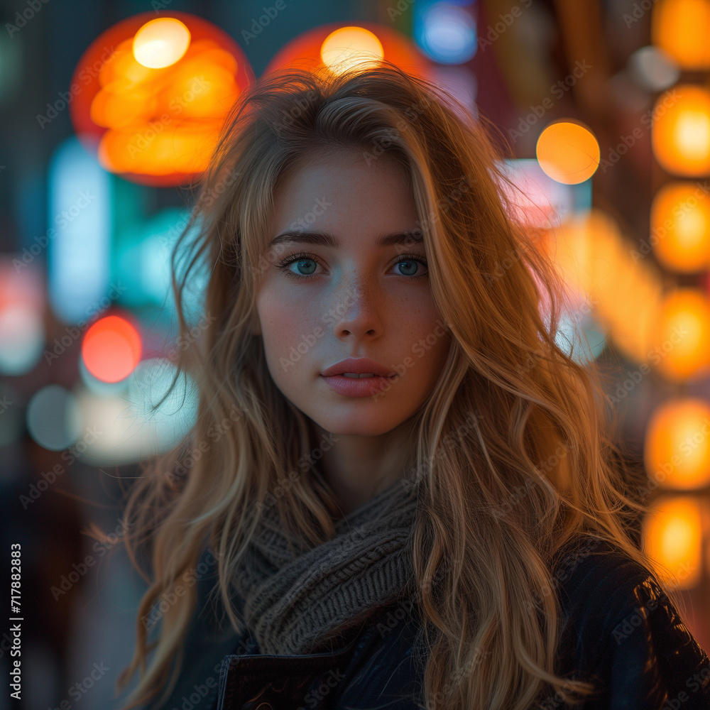 Woman portrait in busy city Woman portrait in busy city
