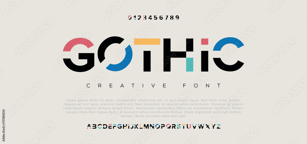 Gothic Vector of stylized modern font and alphabet - obrazy, fototapety, plakaty 
