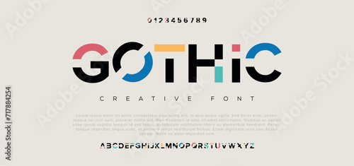 Gothic Vector of stylized modern font and alphabet photo