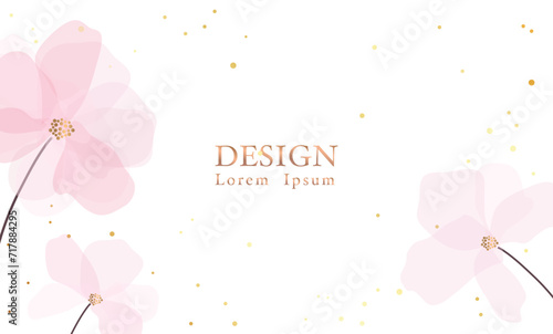 Pastel flowers pink card design. vector watercolor pastel flowers banner design. Abstract art botanical pink background vector. Luxury wallpaper with pink and earth tone watercolor, leaf, flower, gold