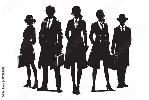 Mafia silhouette vector, Detective silhouette vector isolated on white background