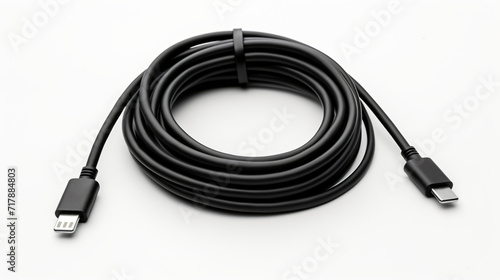 Black cord for phone. Type C. on white background