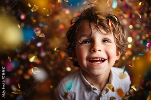 Happy children celebrate holiday decorated celebration atmosphere Generative AI picture
