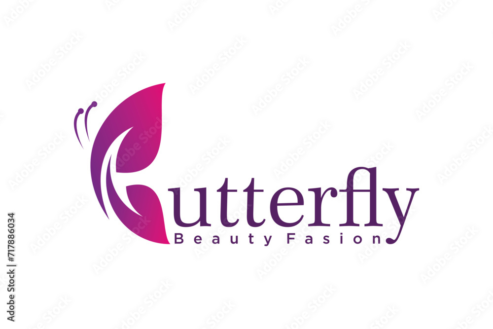 butterfly beauty logo design unique concept premium vector