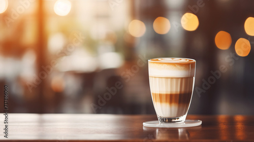 Latte coffee in glass