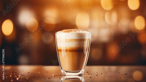 Latte coffee in glass