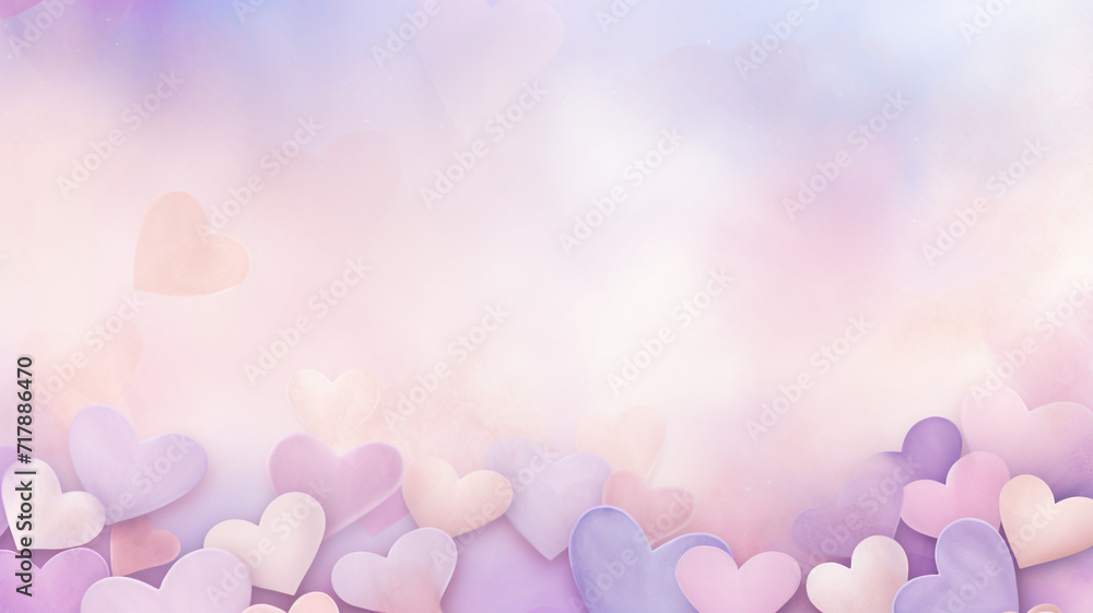 A soft pastel background celebrating Valentine's Day with a gradient from blush pink to lavender.